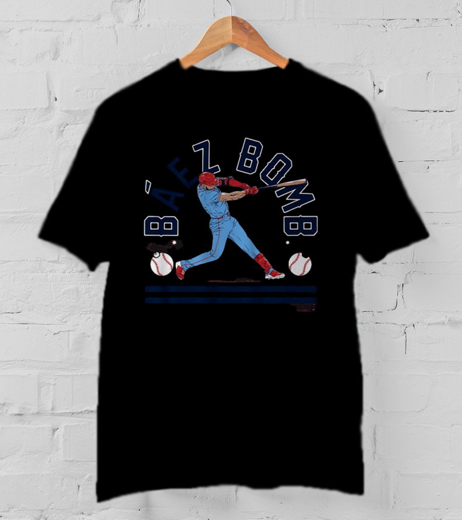 Báez Bomb Baseball Action With Home Run Swing T-Shirt