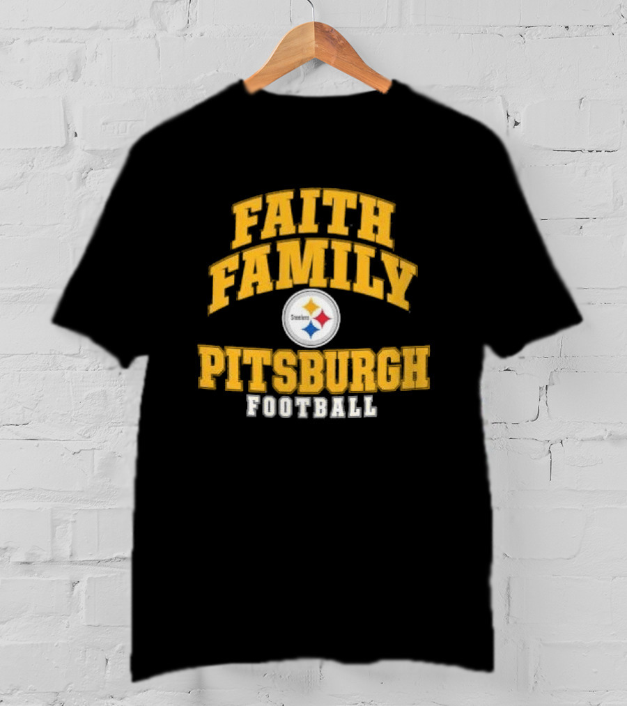 Pittsburgh Steelers Faith Family Football Team Yellow Arched T-Shirt