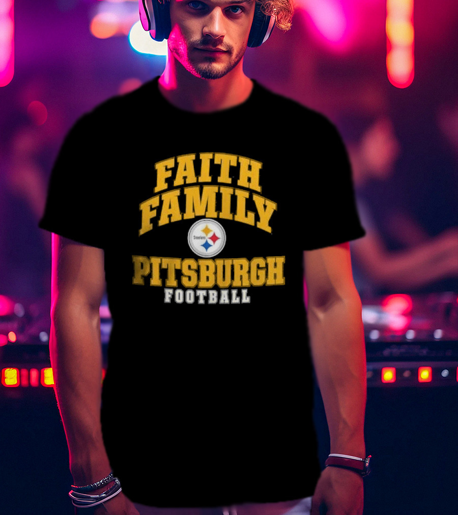 Pittsburgh Steelers Faith Family Football Team Yellow Arched T-Shirt