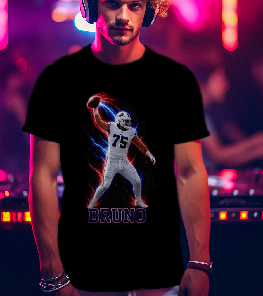 Bruno Buffalo Bills 75 Electric Burst Football T-Shirt