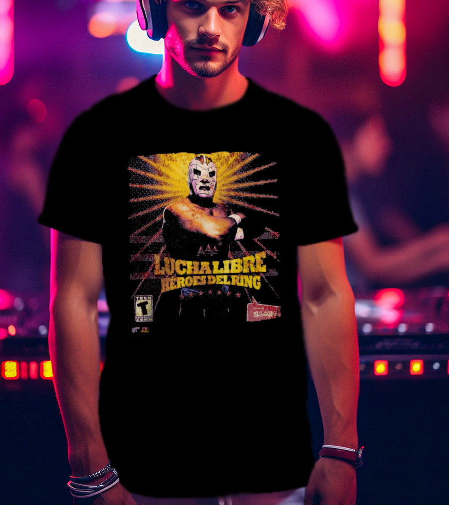 Lucha Libre Héroes Del Ring Masked Wrestler Starburst T-Shirt