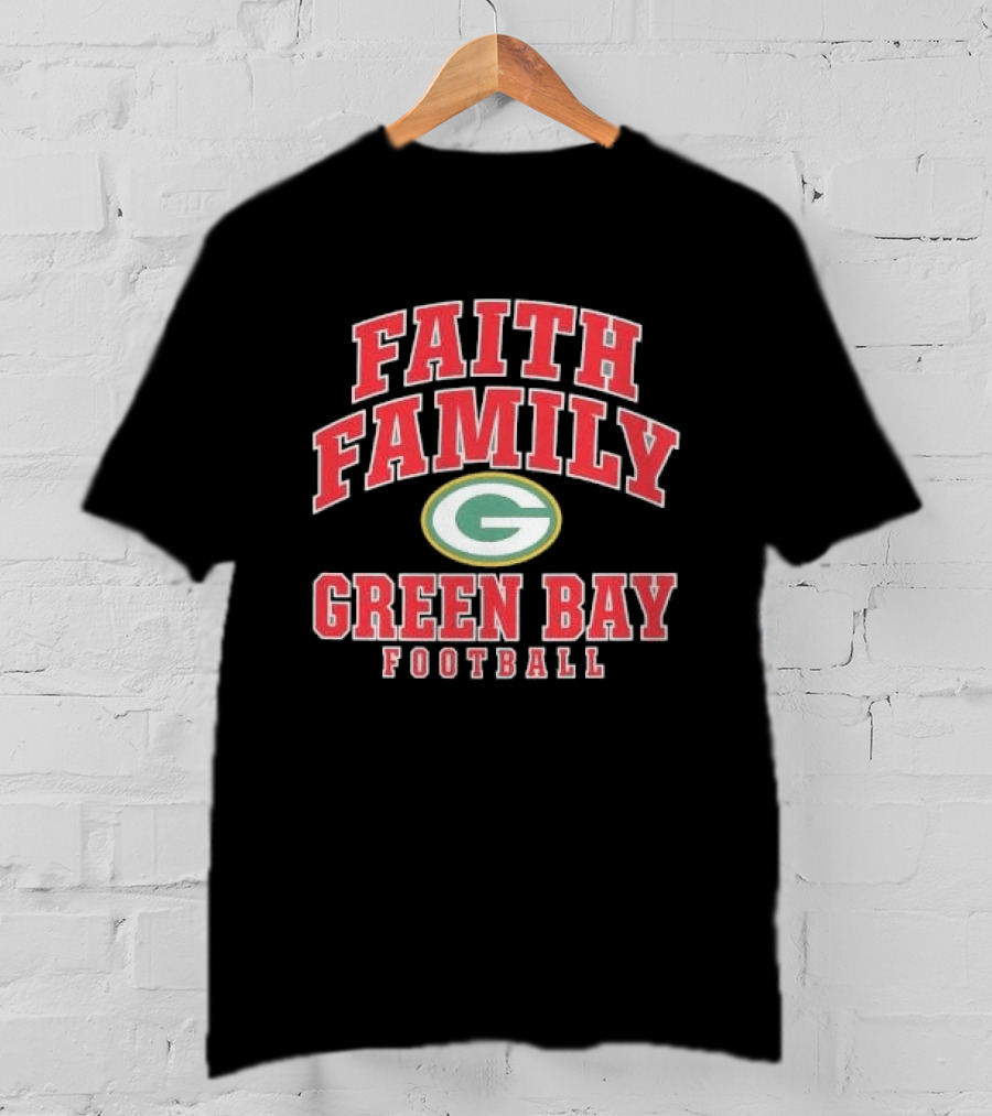 Faith Family Green Bay Football Oval G Distressed T-Shirt