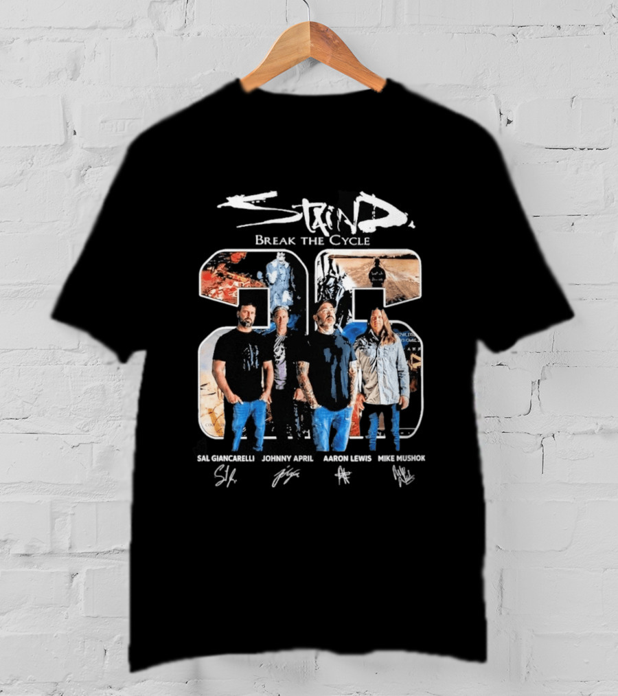 Staind Break The Cycle 23 Sal Giancarelli Johnny April Aaron Lewis Mike Mushok Signatures Rock Band T-Shirt