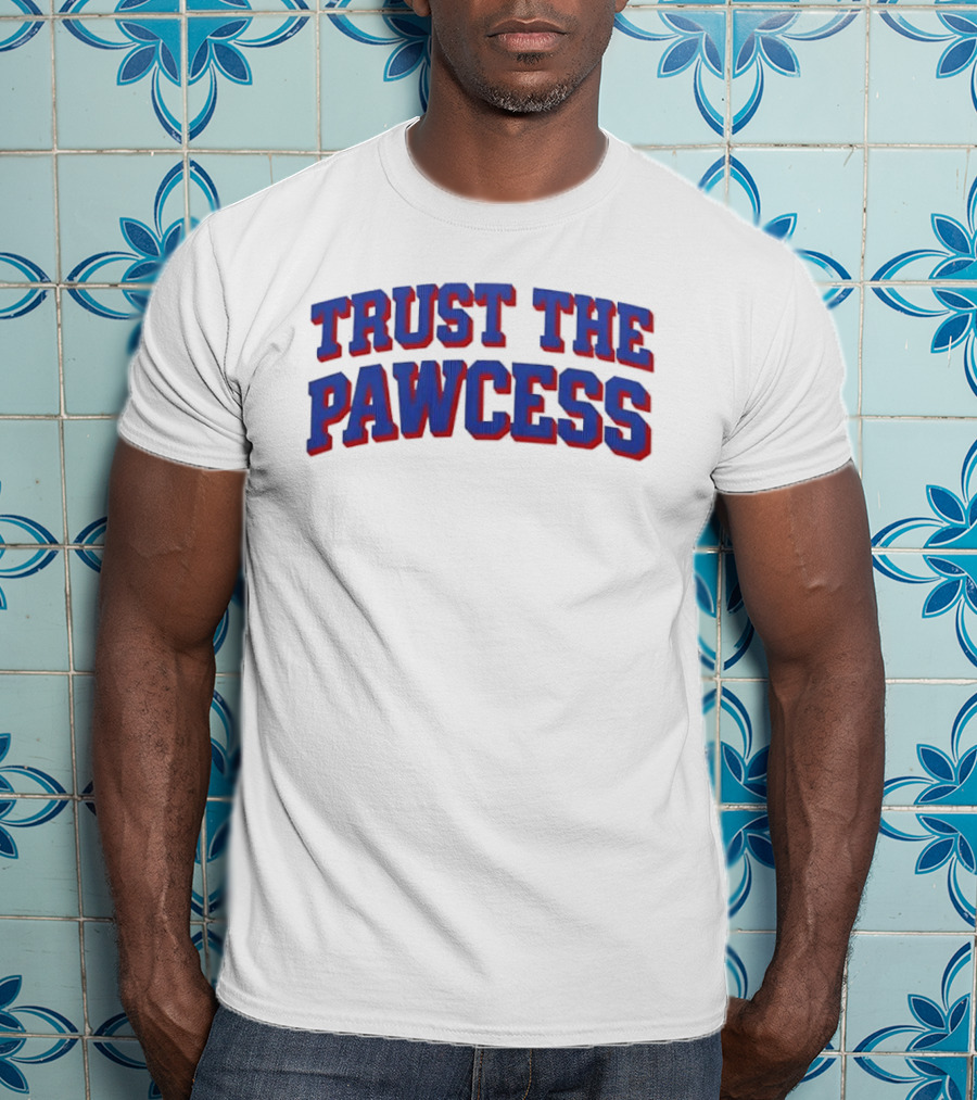 Trust The Pawcess Blue Red Arched 3D Wood Grain T-Shirt