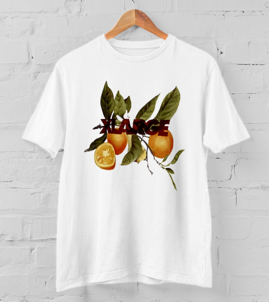 Xlarge Watercolor Oranges Citrus Branch Leaves Slice T-Shirt