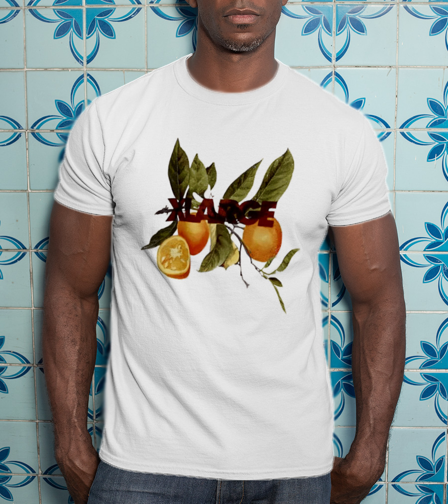 Xlarge Watercolor Oranges Citrus Branch Leaves Slice T-Shirt