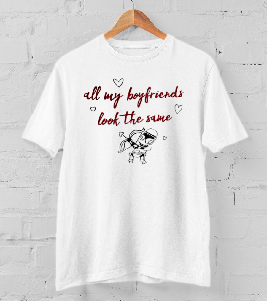All My Boyfriends Look The Same Cartoon Clone Trooper Cupid Bow Hearts T-Shirt