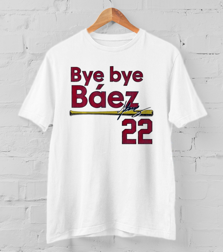 Bye Bye Báez 22 Yellow Gold Baseball Bat Player T-Shirt
