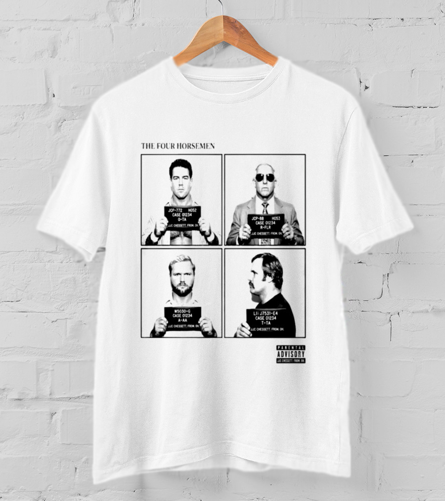 The Four Horsemen Ric Flair Tully Blanchard Arn Anderson Ole Anderson Shot Parental Advisory T-Shirt