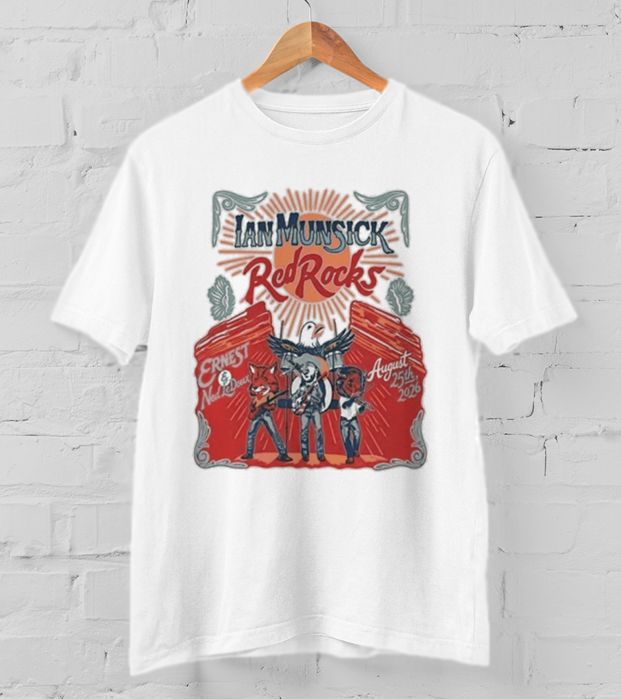 Ian Munsick Red Rocks Morrison CO 08 25 2026 Live Tour Featuring Ernest Neon Dreams T-Shirt
