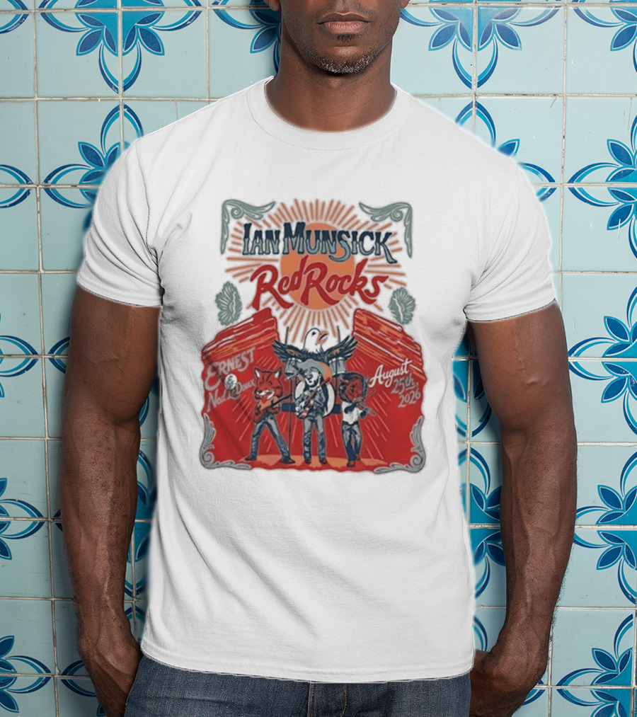 Ian Munsick Red Rocks Morrison CO 08 25 2026 Live Tour Featuring Ernest Neon Dreams T-Shirt