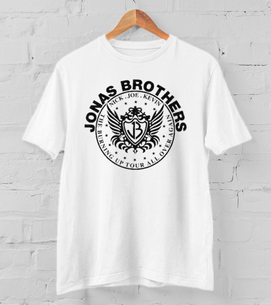 Jonas Brothers JB Crest Nick Joe Kevin Burning Up Tour All Over Again 2026 T-Shirt