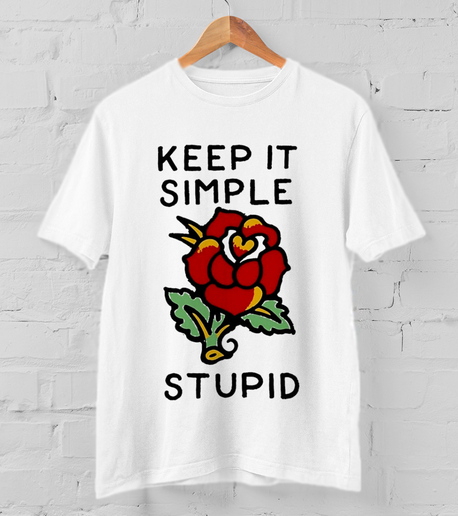 Keep It Simple Stupid Red Rose Kiss Minimalist T-Shirt