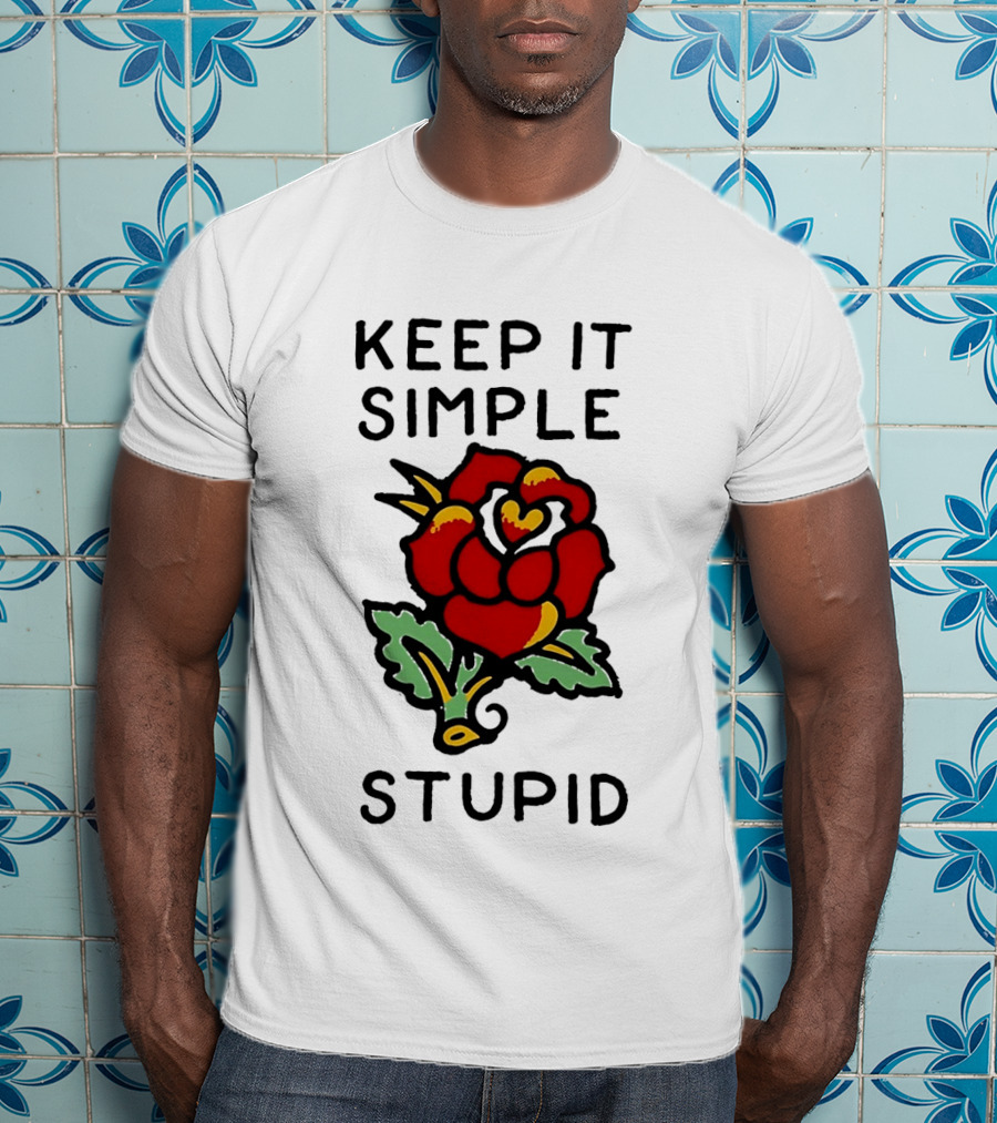 Keep It Simple Stupid Red Rose Kiss Minimalist T-Shirt