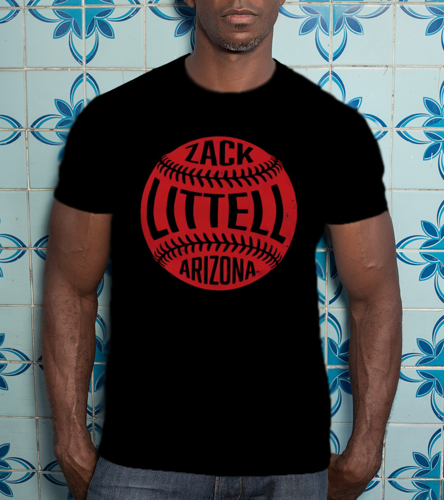 Zack Littell Arizona Distressed Red Baseball Seams T-Shirt