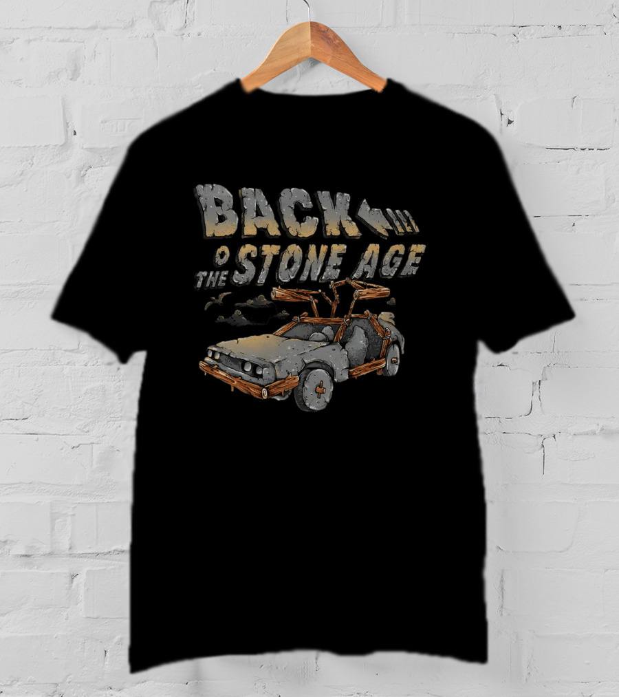 Back To The Stone Age Car Stone Age Style Time Travel Caveman T-Shirt