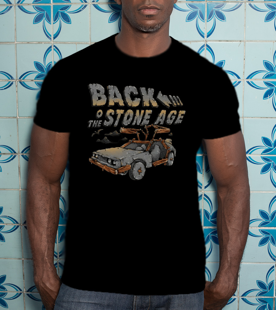 Back To The Stone Age Car Stone Age Style Time Travel Caveman T-Shirt