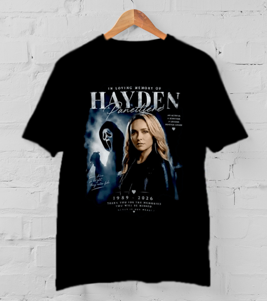 In Loving Memory Of Actress Hayden Panettiere 1989 2026 With Ghostface Shadow T-Shirt