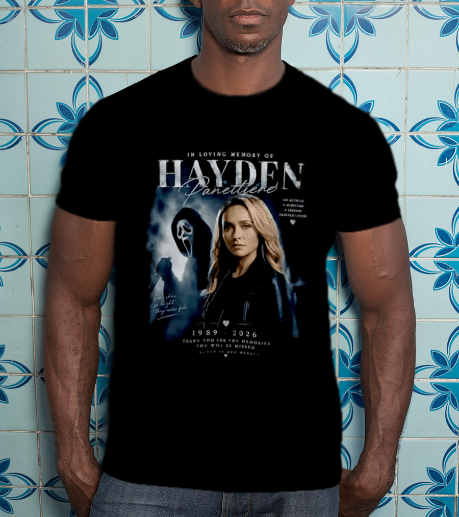 In Loving Memory Of Actress Hayden Panettiere 1989 2026 With Ghostface Shadow T-Shirt
