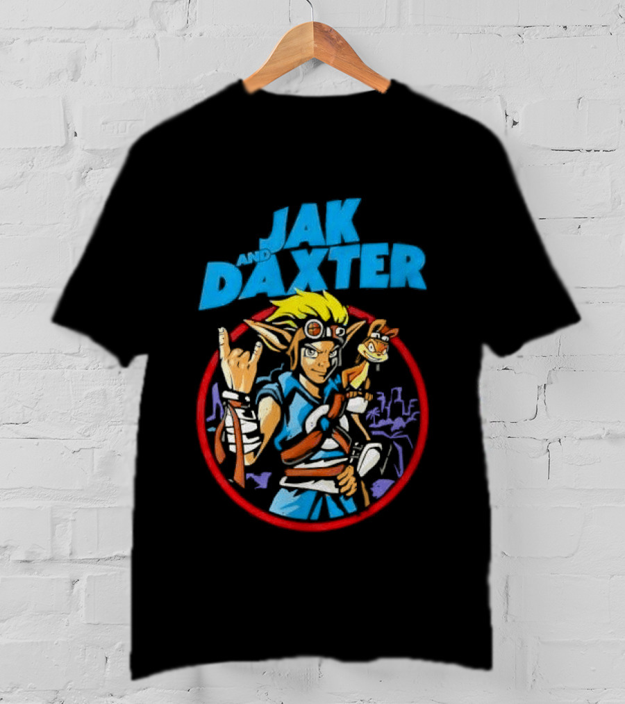 Jak And Daxter Cartoon Hero With Goggles In Red Circle T-Shirt