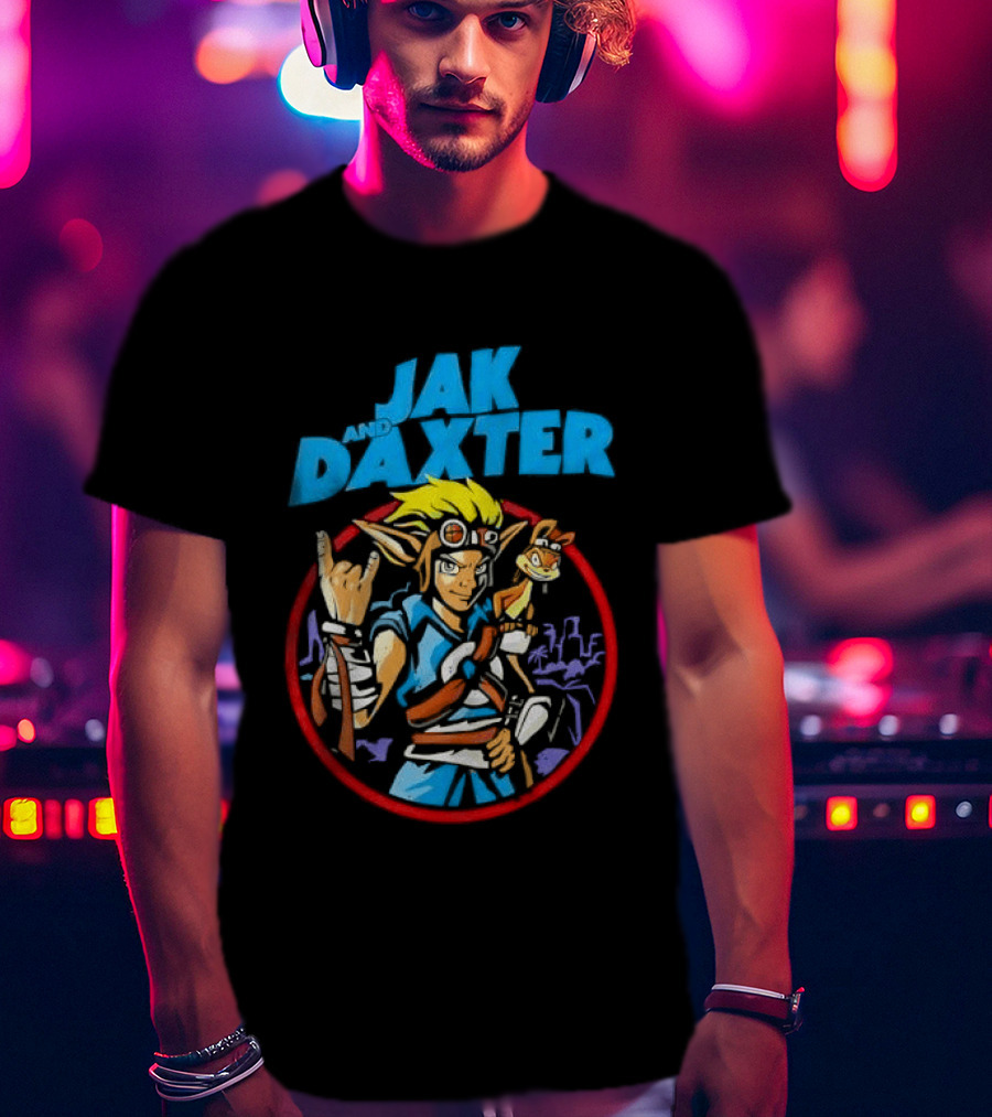 Jak And Daxter Cartoon Hero With Goggles In Red Circle T-Shirt