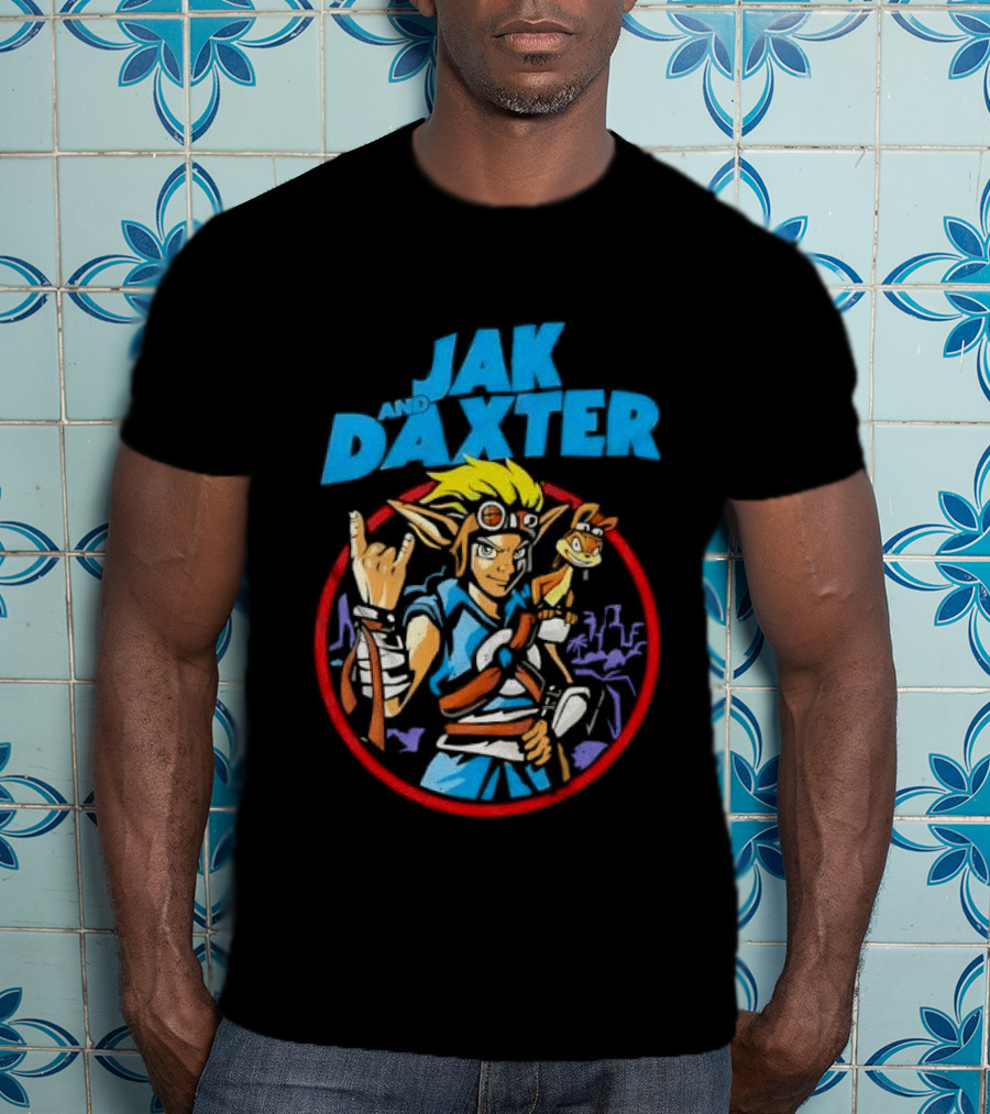 Jak And Daxter Cartoon Hero With Goggles In Red Circle T-Shirt