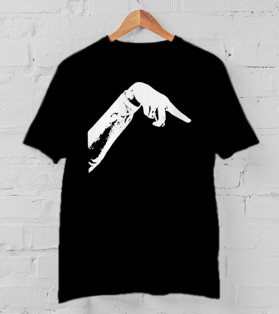 Monochrome Pointing Hand Sleeve Downward T-Shirt