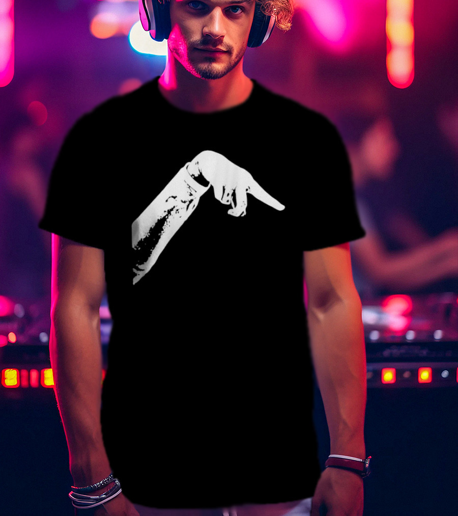 Monochrome Pointing Hand Sleeve Downward T-Shirt