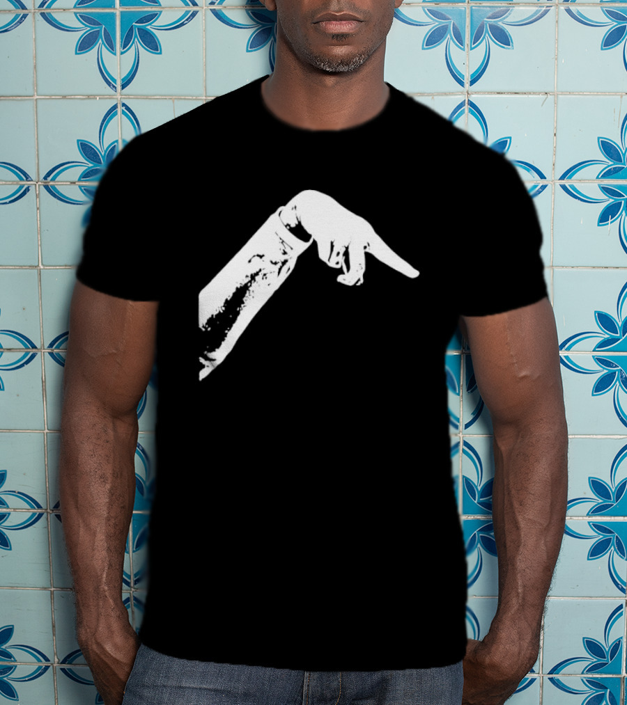 Monochrome Pointing Hand Sleeve Downward T-Shirt