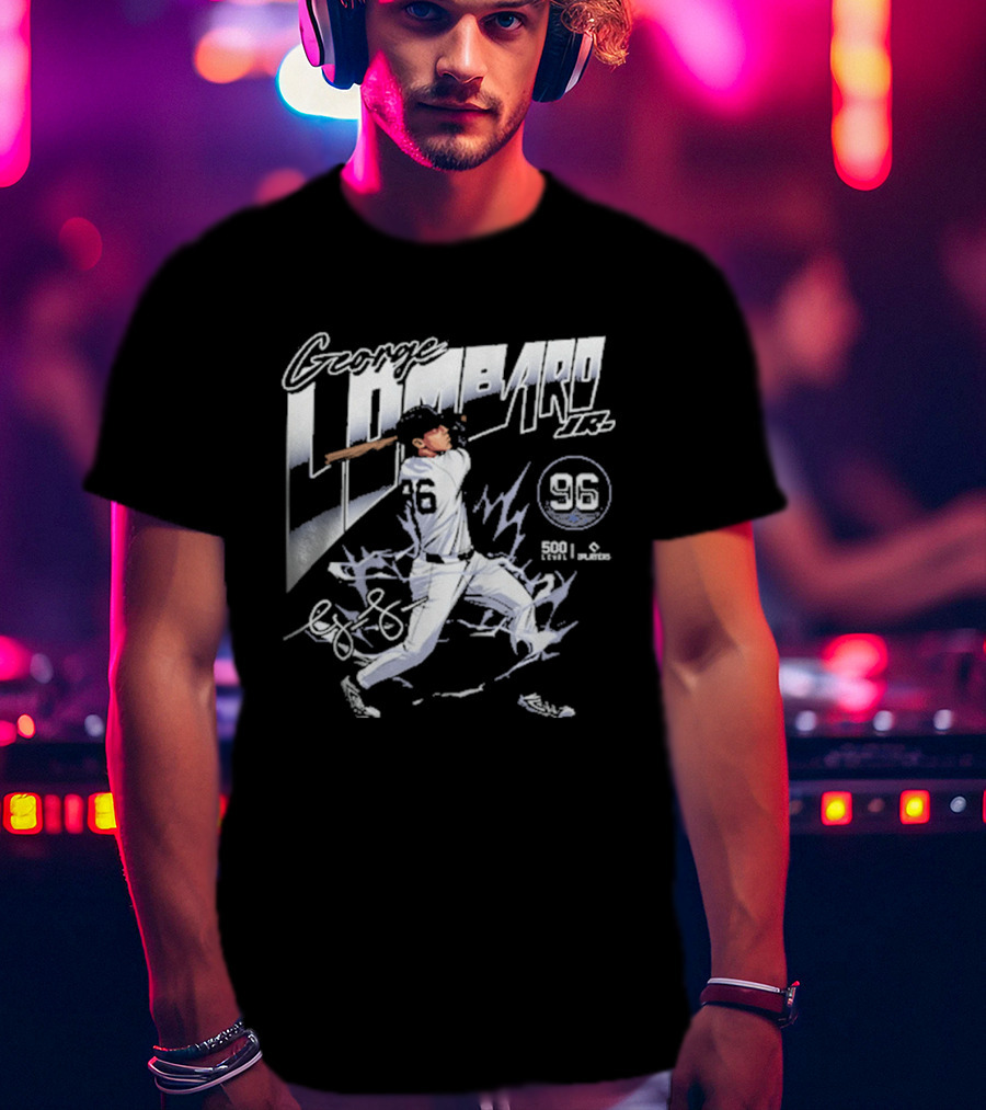 George Lombard Jr. 96 New York Y Electric Baseball Player With Dynamic Swing T-Shirt