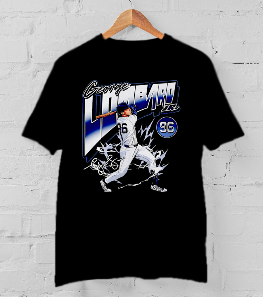 George Lombardo Jr 96 Baseball Player Swinging Bat Lightning T-Shirt