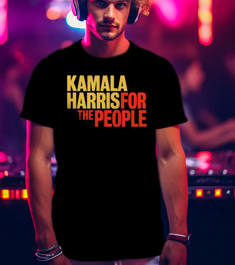 Kamala Harris For The People Text Classic Bold Yellow And Red T-Shirt