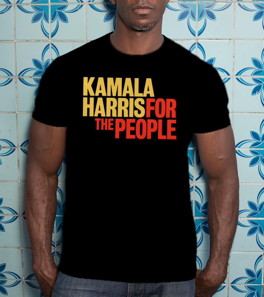 Kamala Harris For The People Text Classic Bold Yellow And Red T-Shirt