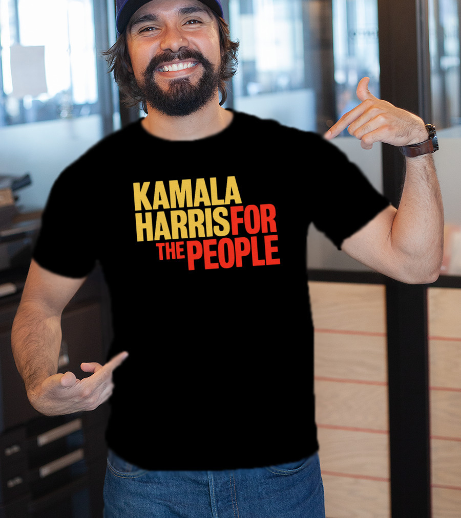 Kamala Harris For The People Text Classic Bold Yellow And Red T-Shirt