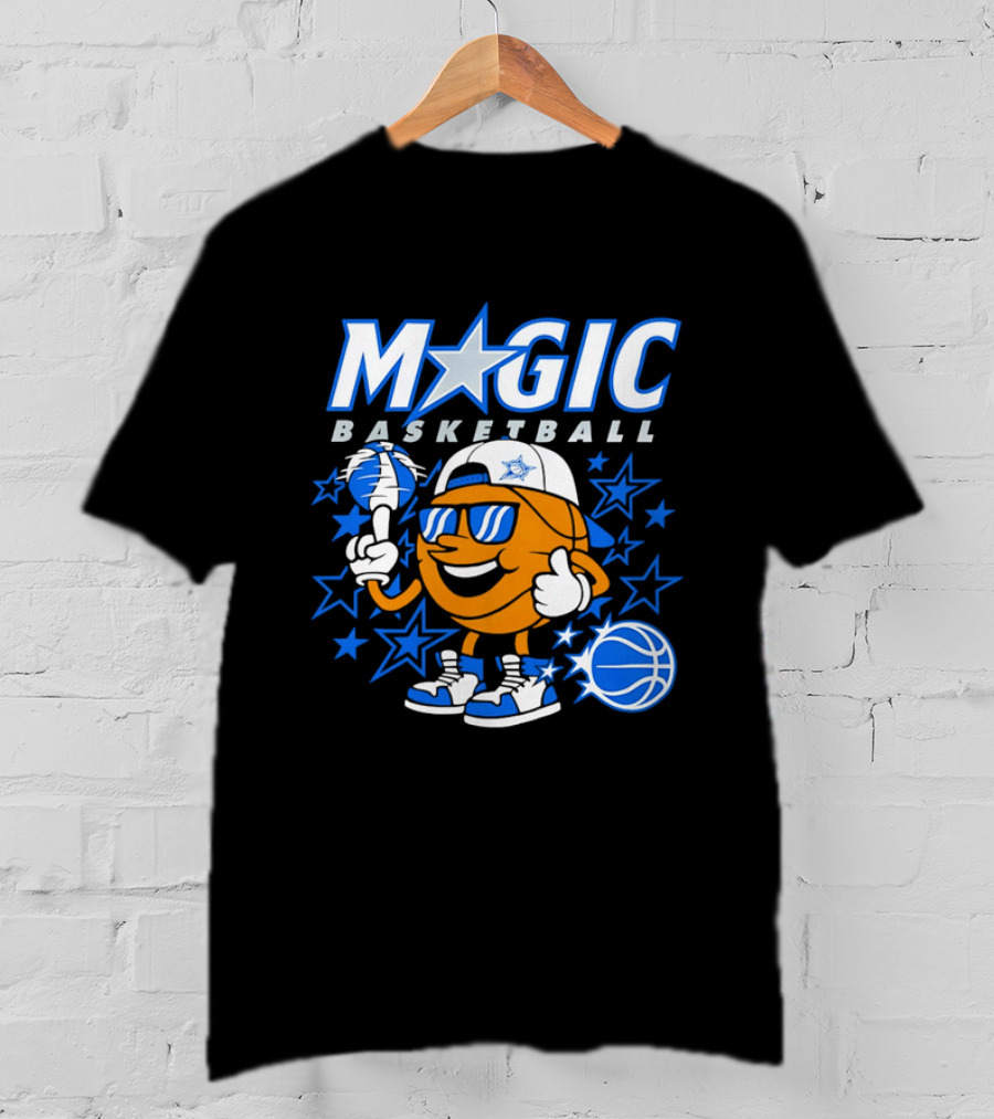 Magic Basketball Cartoon With Sunglasses And Stars T-Shirt
