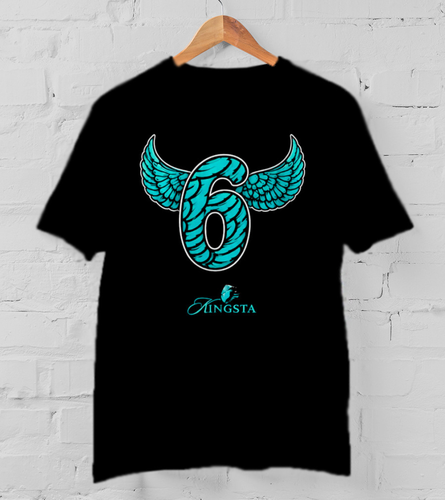 Kingsta Turquoise Feathered Wings Number 6 T-Shirt