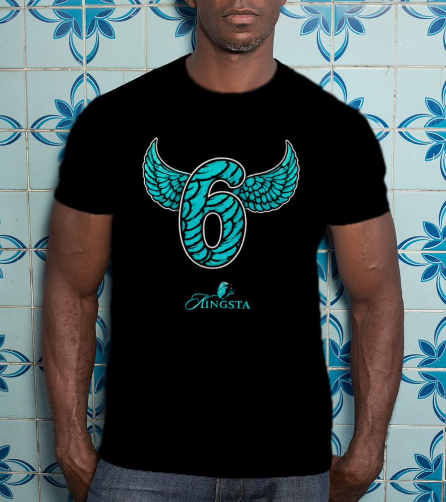 Kingsta Turquoise Feathered Wings Number 6 T-Shirt