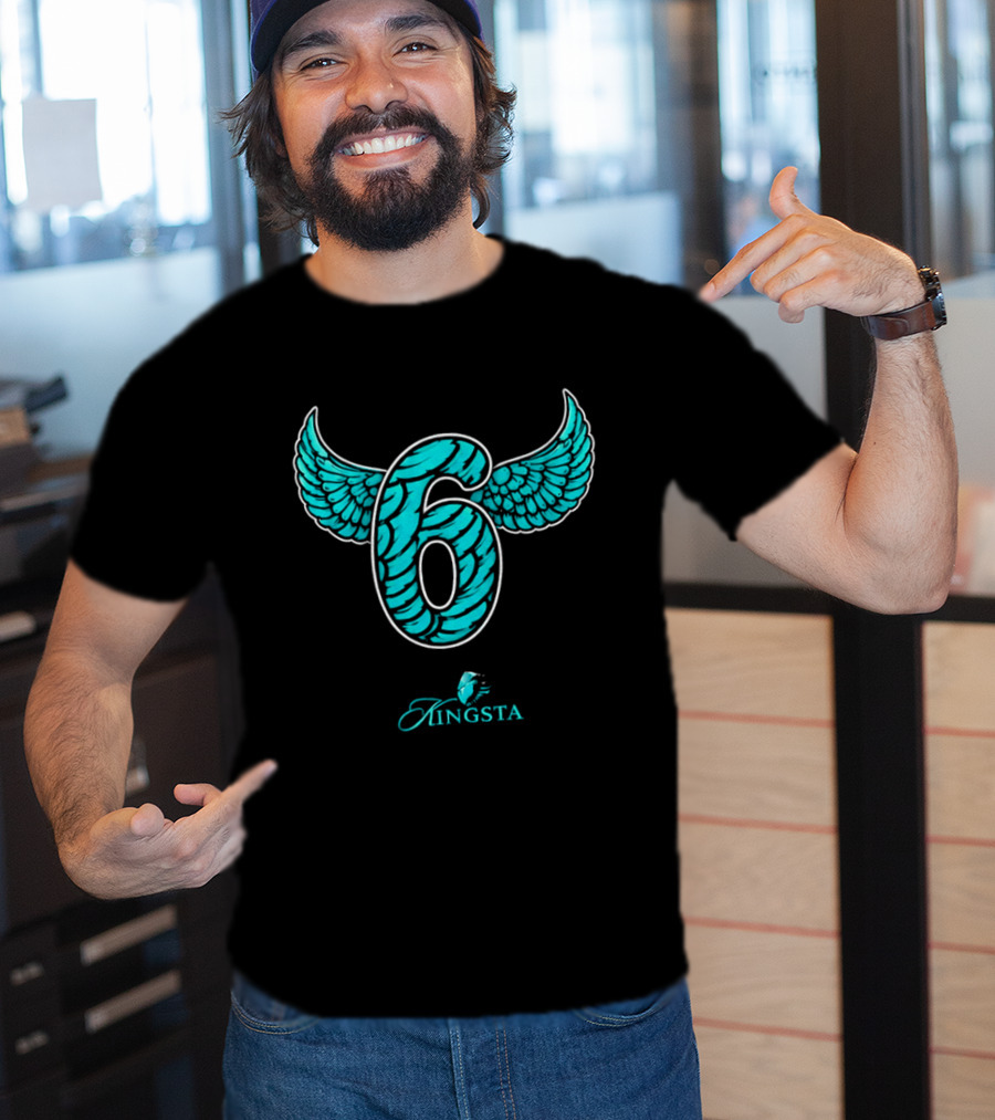 Kingsta Turquoise Feathered Wings Number 6 T-Shirt