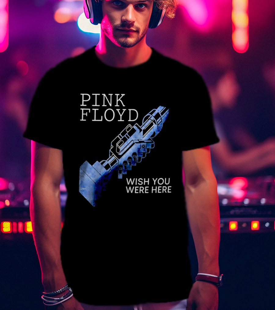 Pink Floyd Wish You Were Here Blue Mechanical Robot Handshake T-Shirt