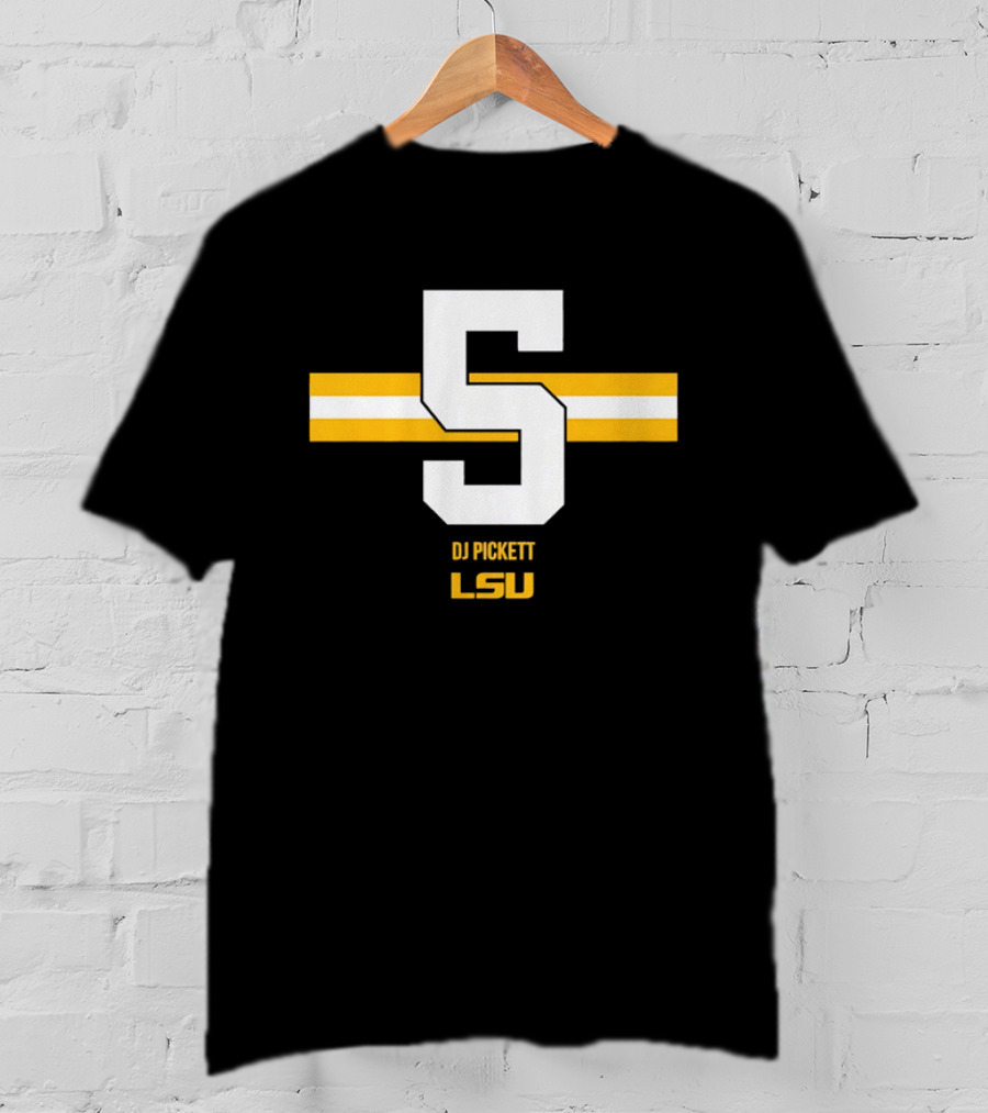 LSU Tigers DJ Pickett Number 5 Yellow T-Shirt
