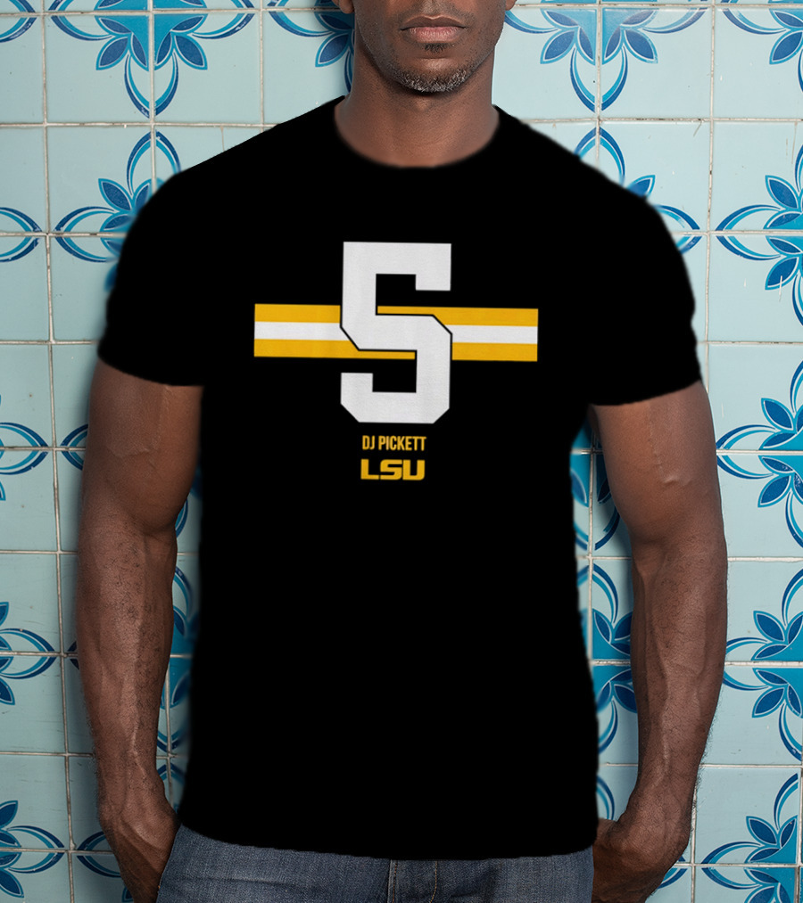 LSU Tigers DJ Pickett Number 5 Yellow T-Shirt