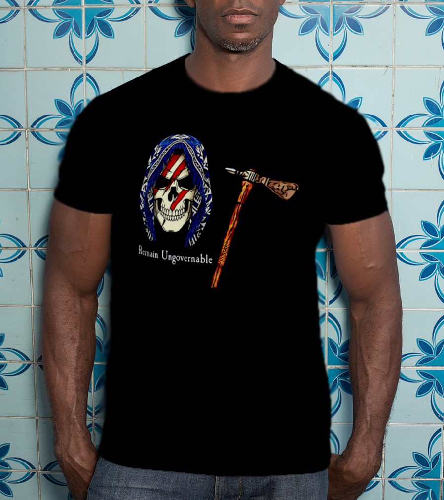 Remain Ungovernable Hooded Skull With Hammer Anti Authority T-Shirt