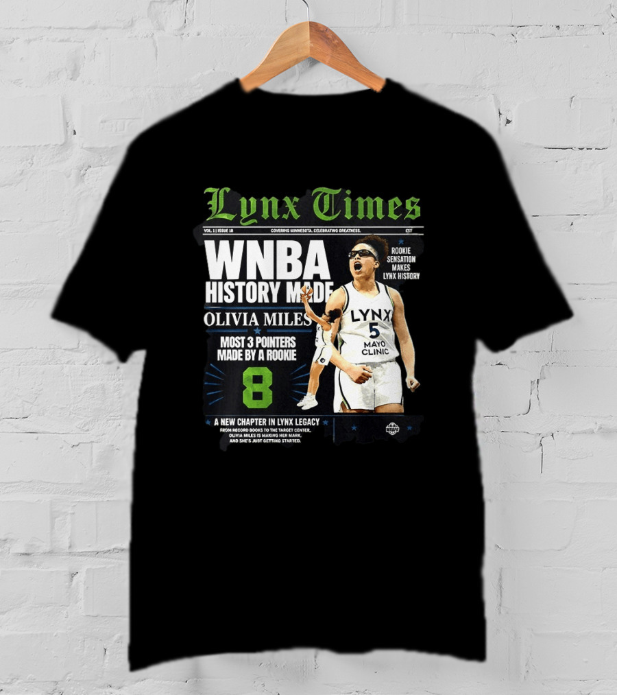 WNBA History Made Olivia Miles Lynx Times Most 3 Pointers By A Rookie T-Shirt
