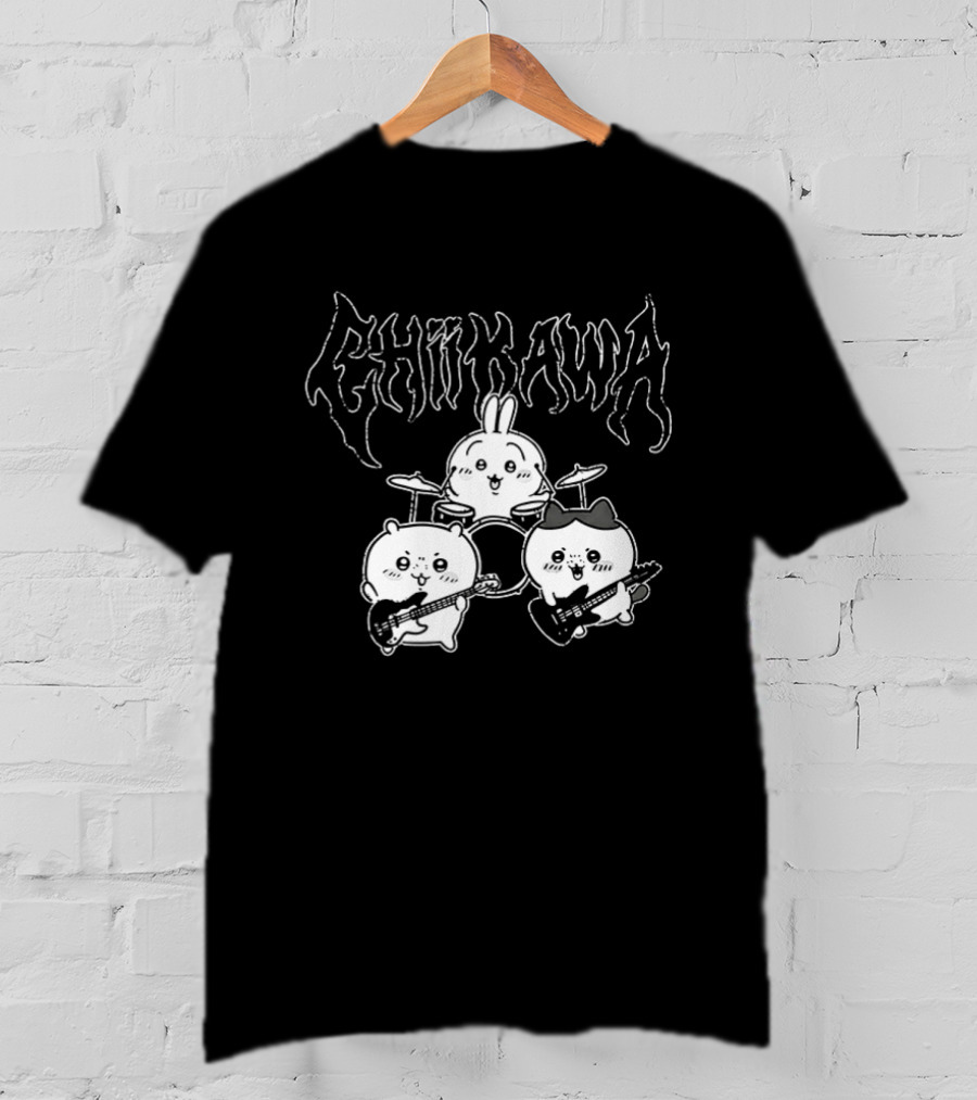 Chiikawa Kawaii Metal Band Characters With Instruments T-Shirt