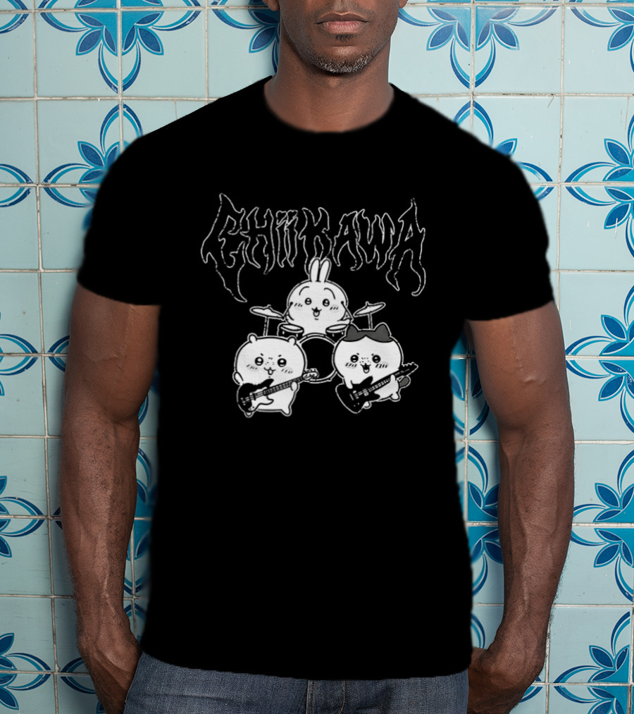 Chiikawa Kawaii Metal Band Characters With Instruments T-Shirt