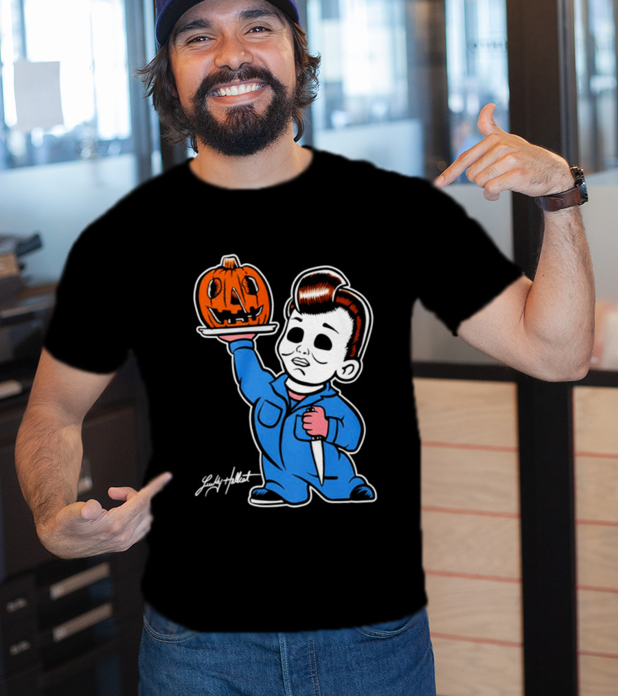 Michael Myers Big Boy Halloween Pumpkin Knife T-Shirt