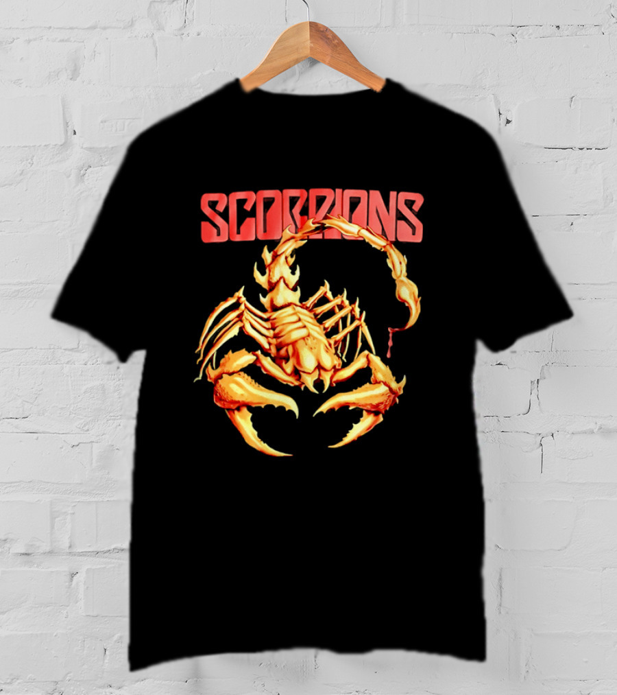 Scorpions Golden Metallic Skeleton Dripping Blood T-Shirt