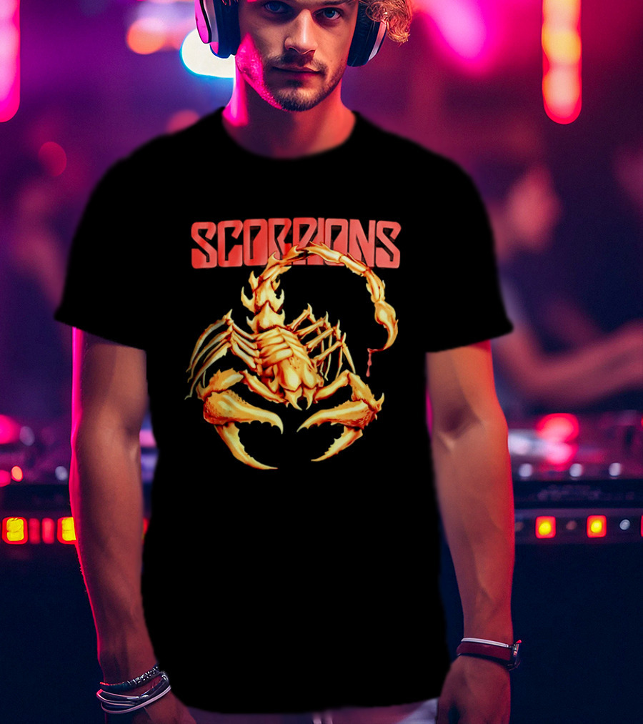 Scorpions Golden Metallic Skeleton Dripping Blood T-Shirt