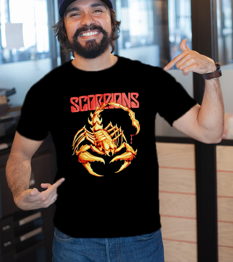Scorpions Golden Metallic Skeleton Dripping Blood T-Shirt