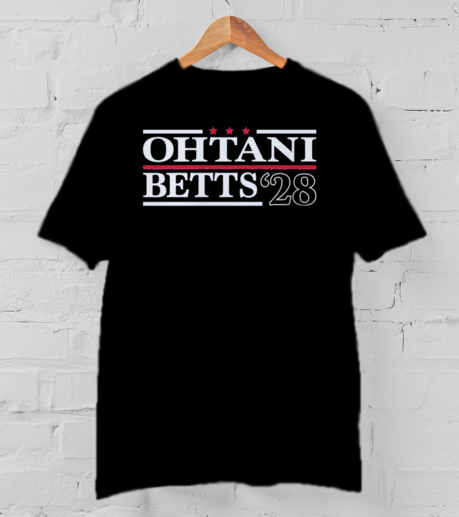 Ohtani Betts 2028 Dodgers Stars Three Red Campaign T-Shirt
